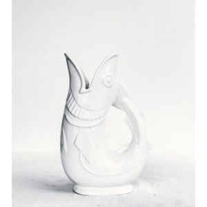 White Large Ceramic Gurgling Cod Jug // Shreve, Crump & Low